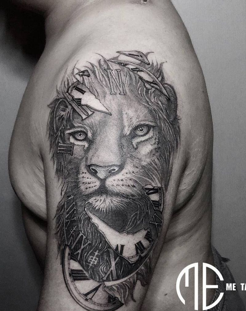 小狮子纹身图片_手臂纹身图案