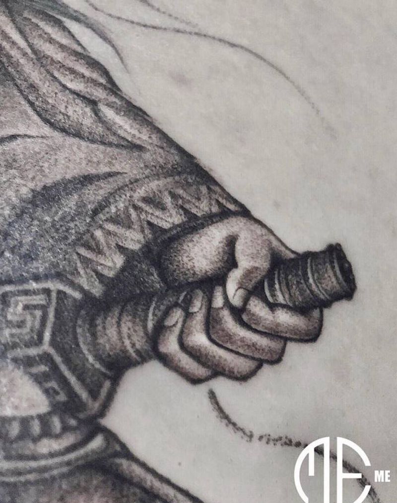 关公纹身图片_背部点刺纹身图案