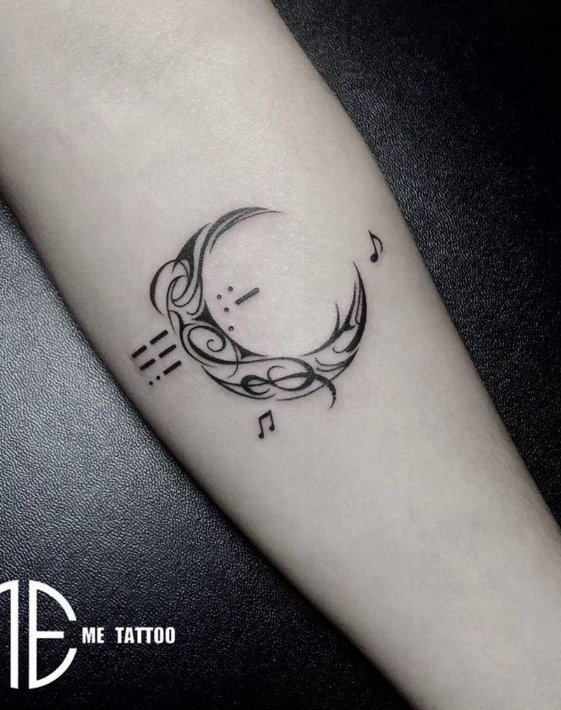 摩斯密码&弯月设计纹身图片_手臂纹身图案
