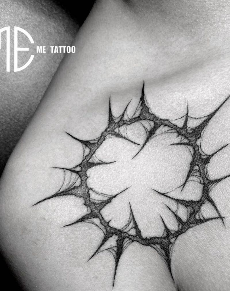 荆棘纹身图片_胸部纹身图案