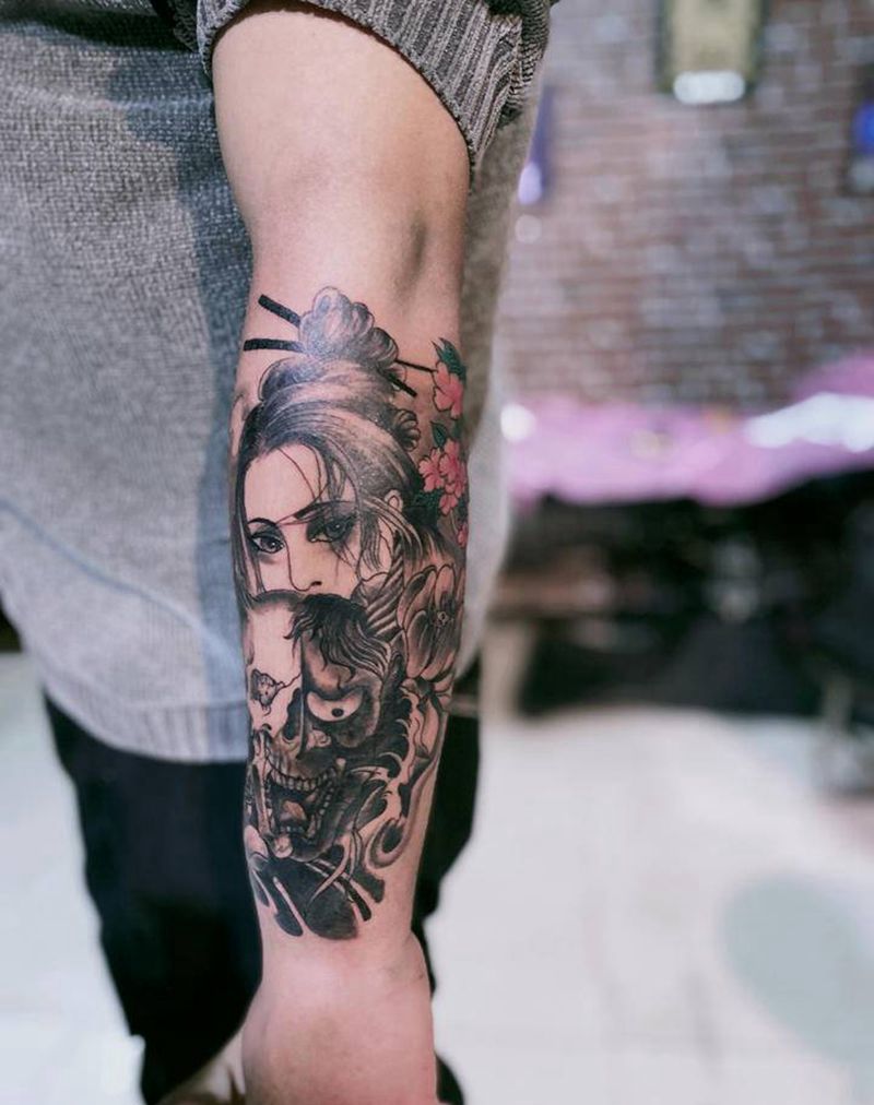 驻店师傅特价作品纹身图片_手臂新传统纹身图案