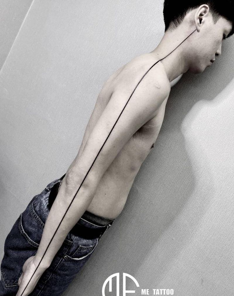 极简风格直线纹身图片_手臂几何纹身图案