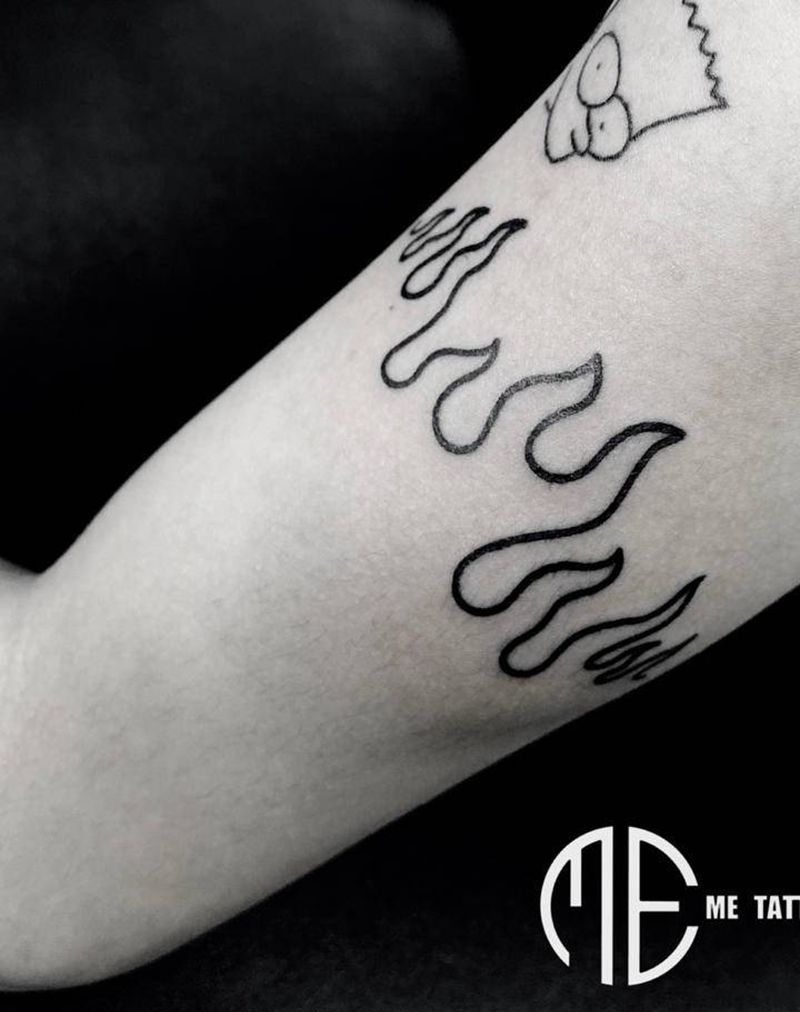 火焰线条纹身图片_手臂纹身图案