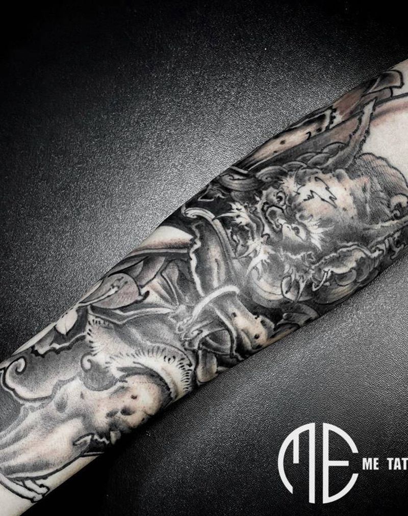 传统风神纹身图片_手臂纹身图案