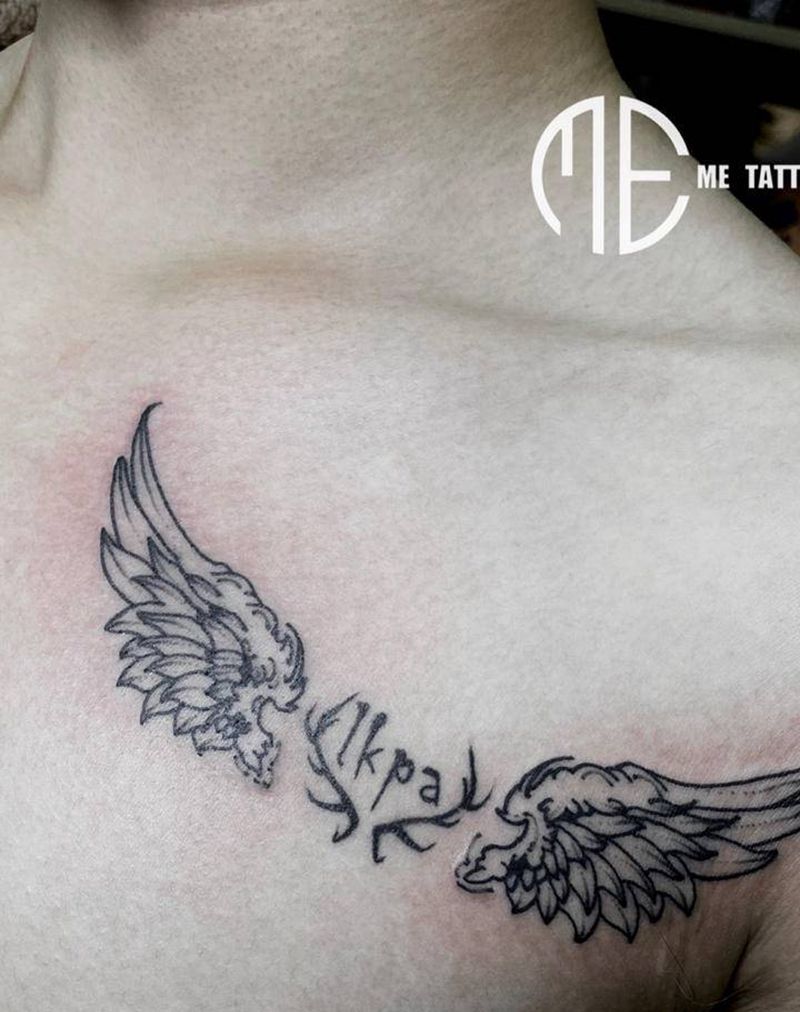 小清新纹身图片_胸部纹身图案