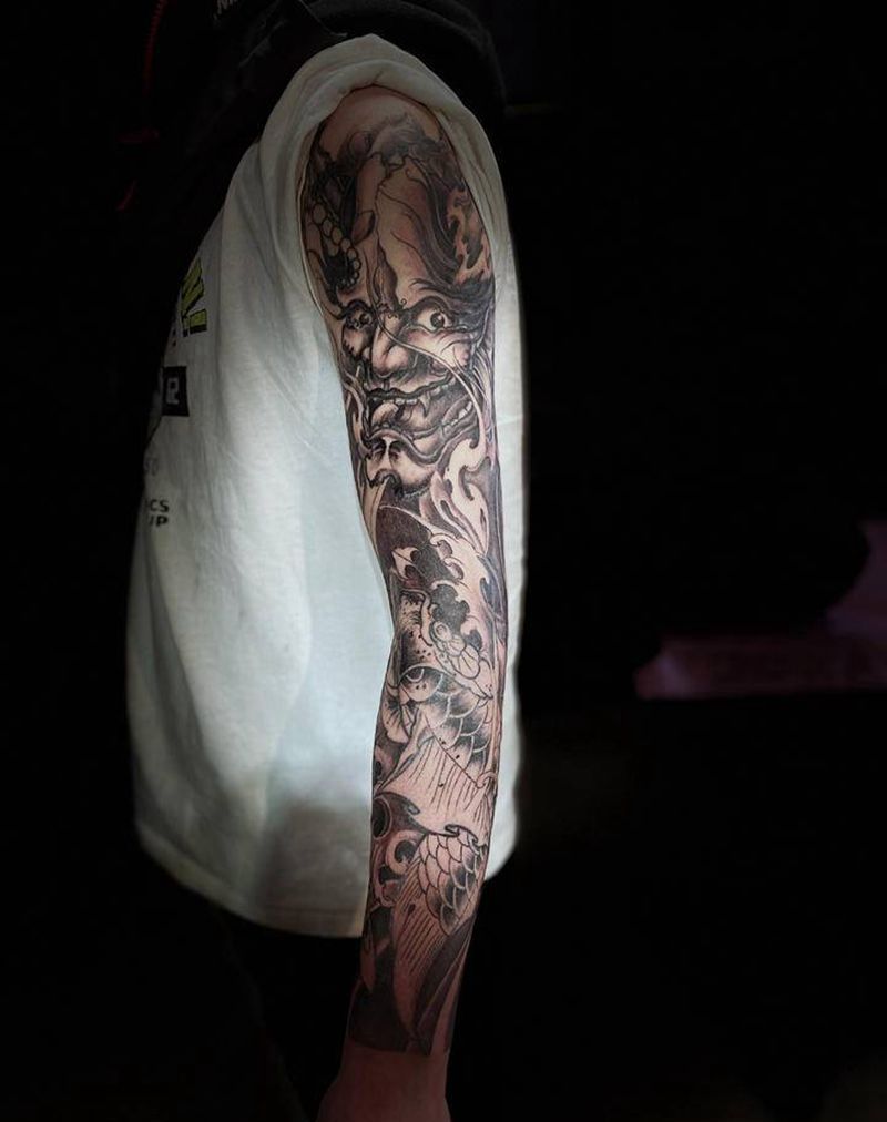 花臂纹身图片_手臂新传统纹身图案