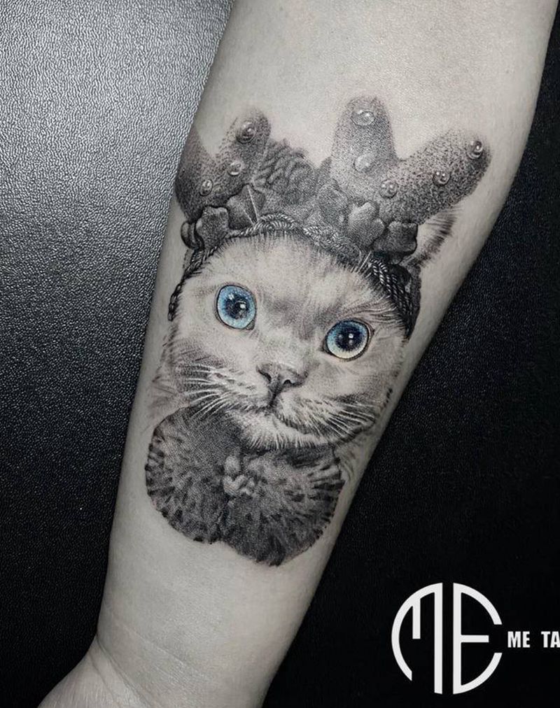 可爱猫咪纹身图片_手臂纹身图案