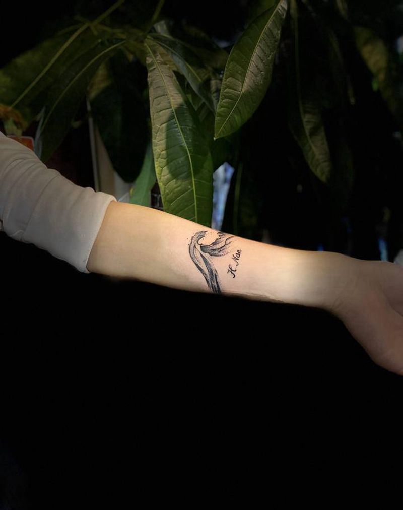 水浪纹身图片_New School点刺纹身图案