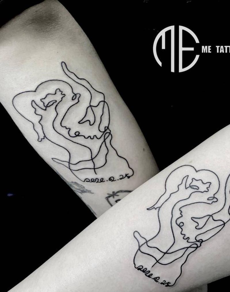 极简线条纹身图片_手臂纹身图案