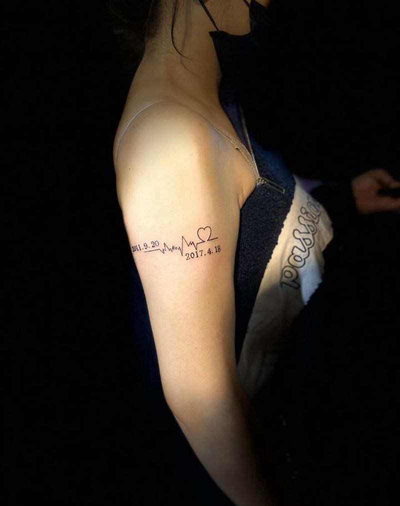 数字纹身图片_手臂点刺几何纹身图案