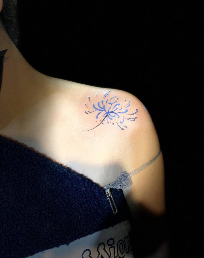 兰花花纹身图片_肩部水彩纹身图案