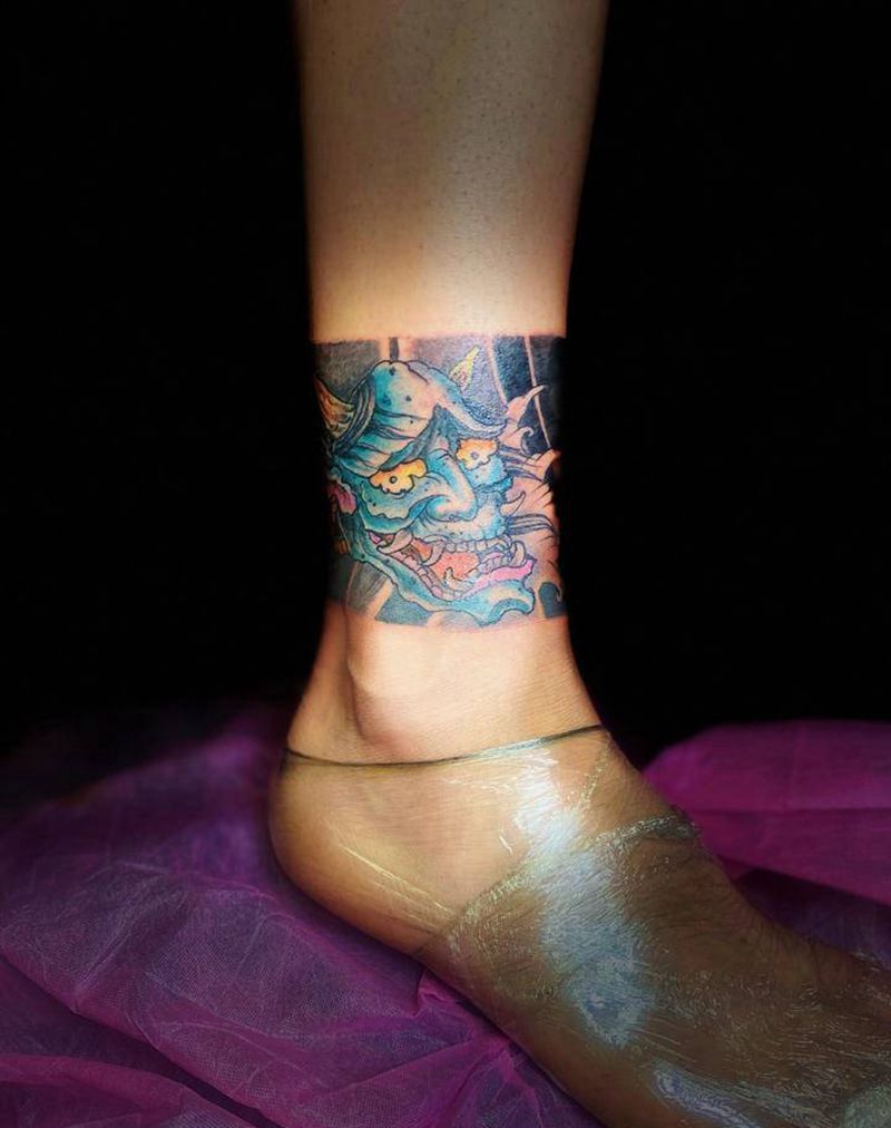 腿环纹身图片_腿部新传统纹身图案