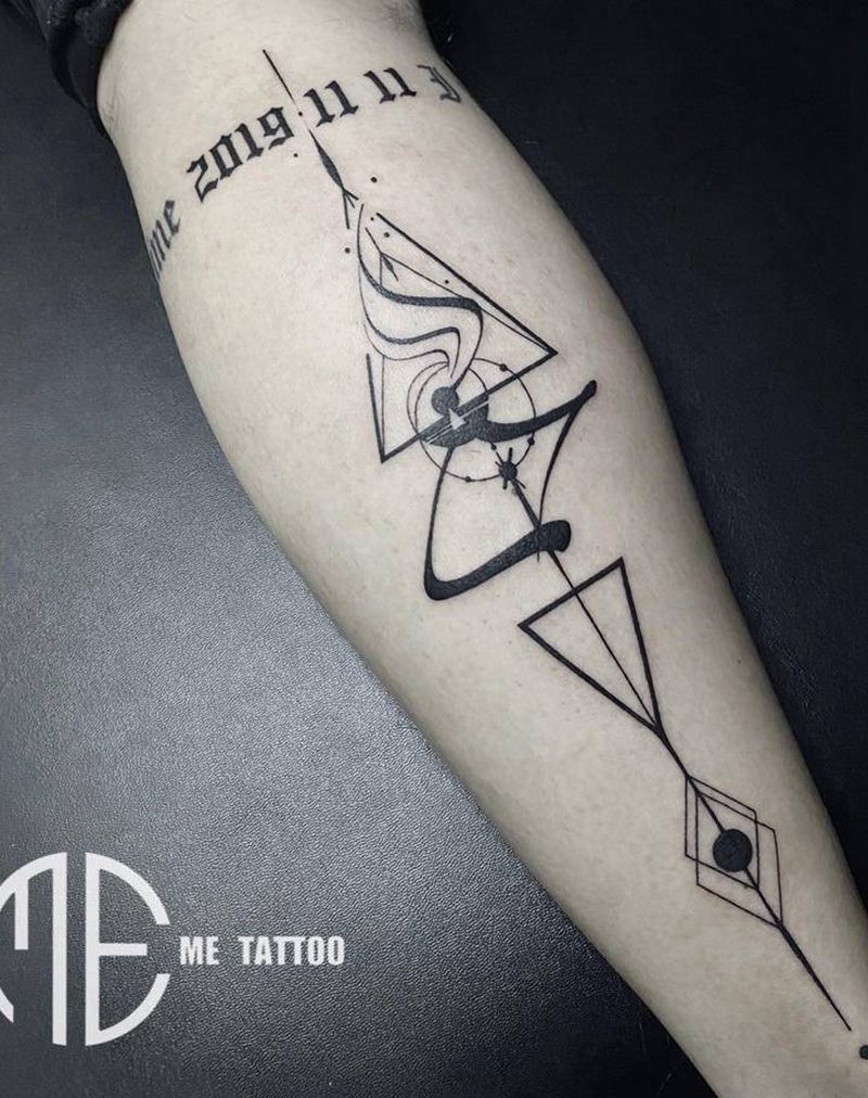 极简设计纹身图片_腿部纹身图案