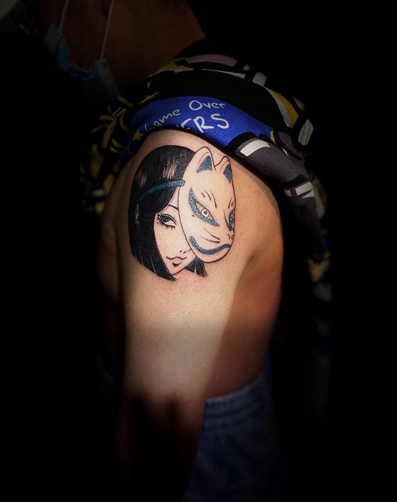 驻店师傅特价遮盖纹身图片_肩部水墨纹身图案