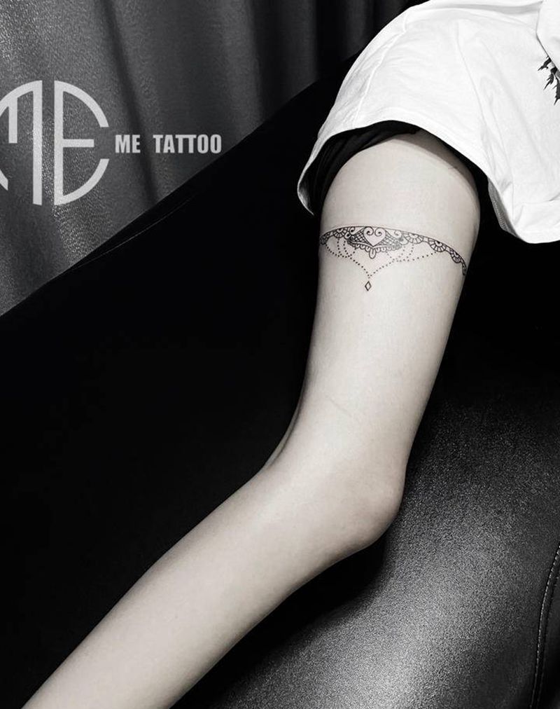 腿环纹身图片_腿部纹身图案