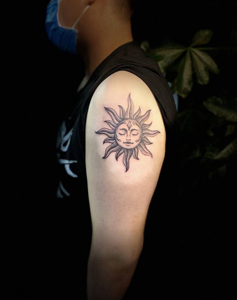太阳纹身图片_手臂New School纹身图案