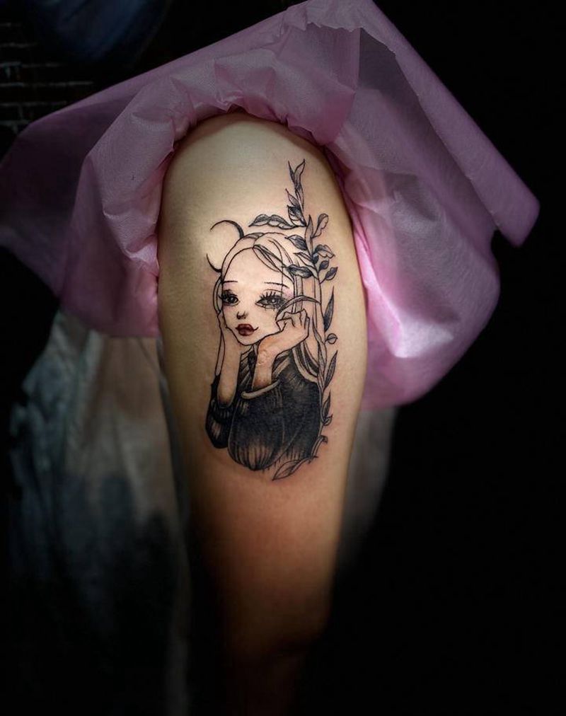 遮盖纹身图片_手臂水墨点刺纹身图案