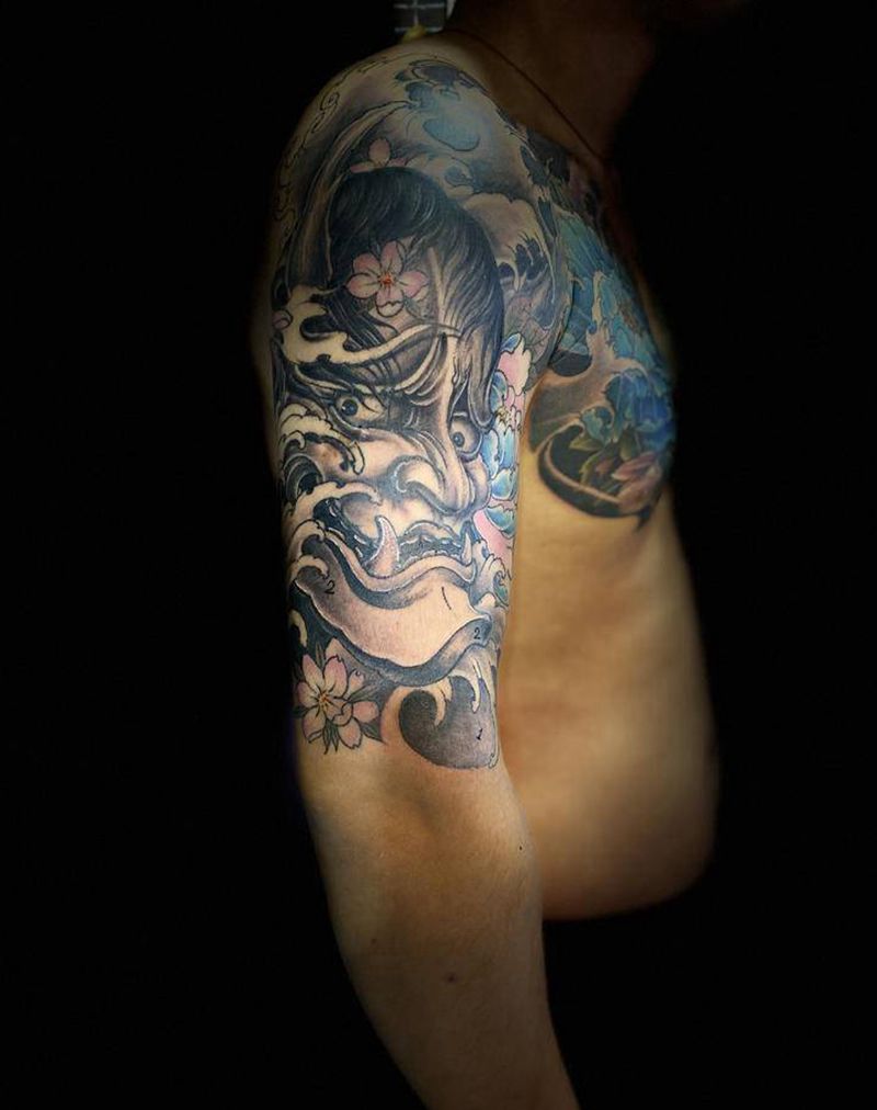 半胛纹身图片_手臂胸部新传统纹身图案