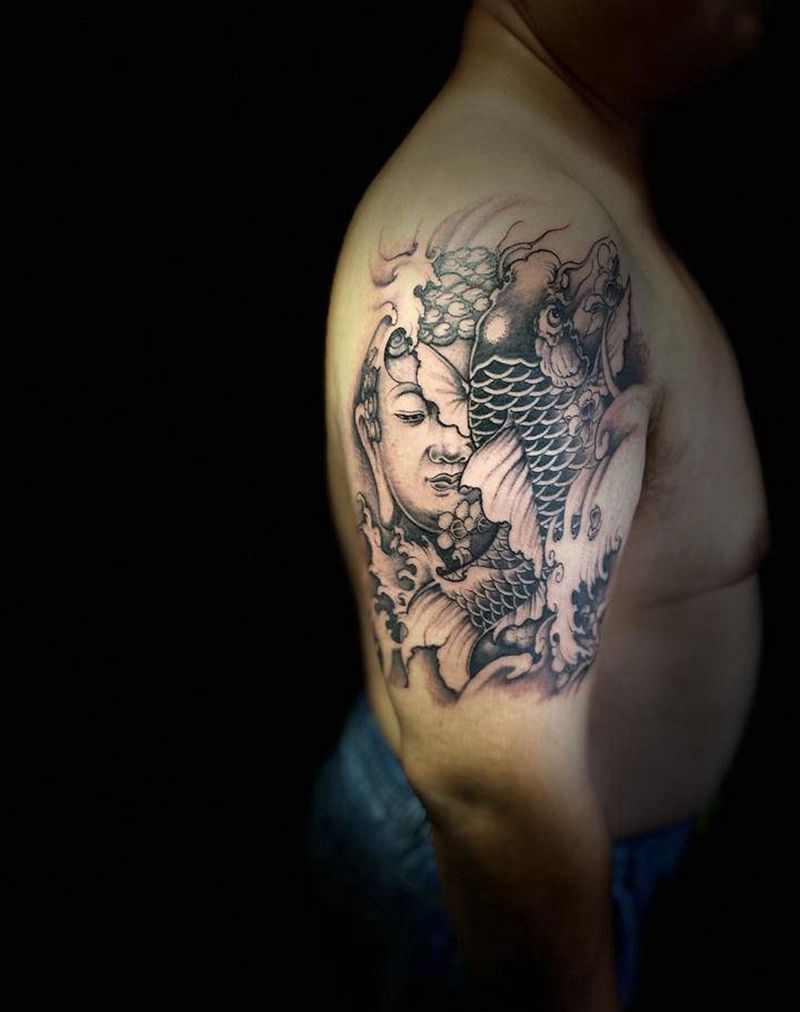 佛头纹身图片_手臂新传统纹身图案