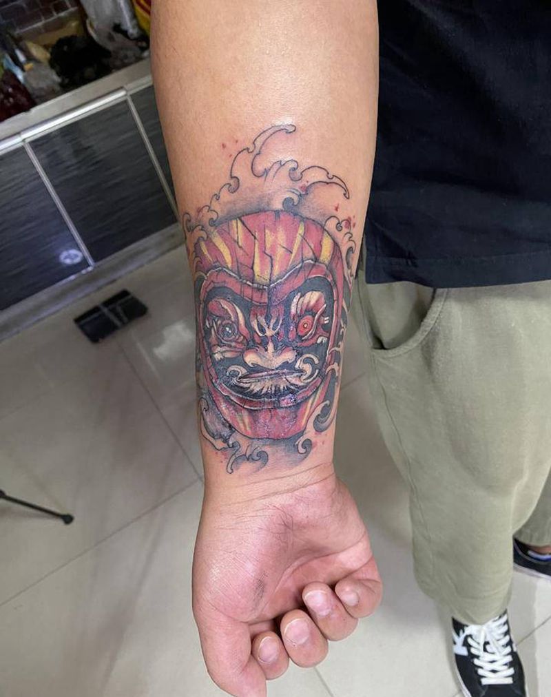 达摩蛋纹身图片_手臂新传统纹身图案