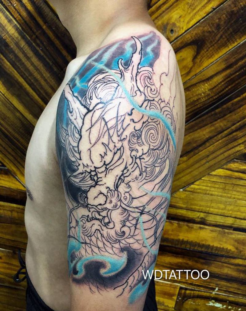 麒麟纹身图片_手臂新传统纹身图案