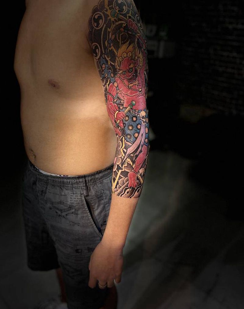 雷神纹身图片_手臂老传统新传统纹身图案