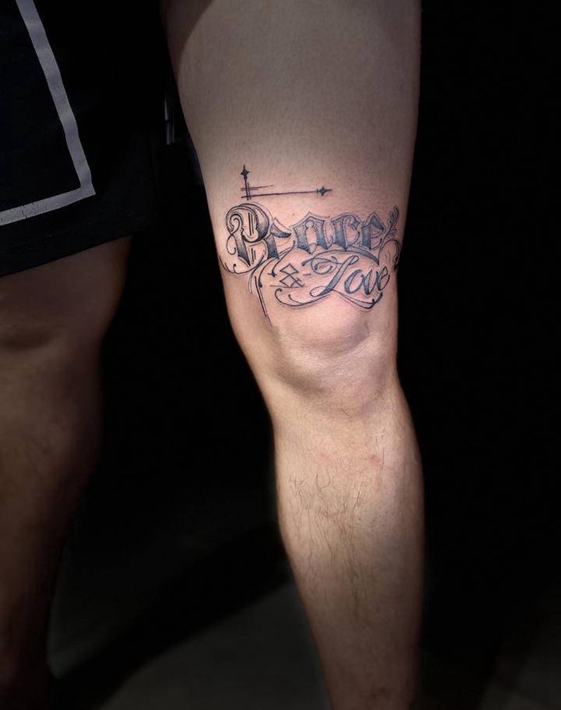 花体字纹身图片_腿部花体字纹身图案