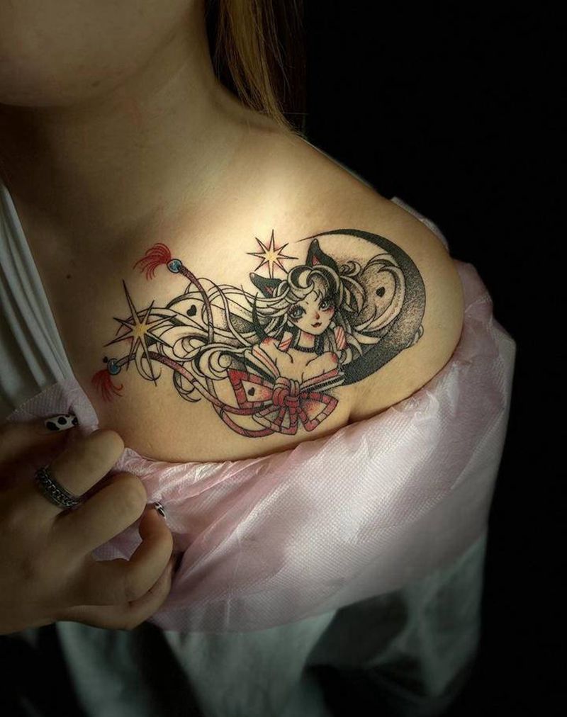美少女战士纹身图片_胸部New School纹身图案