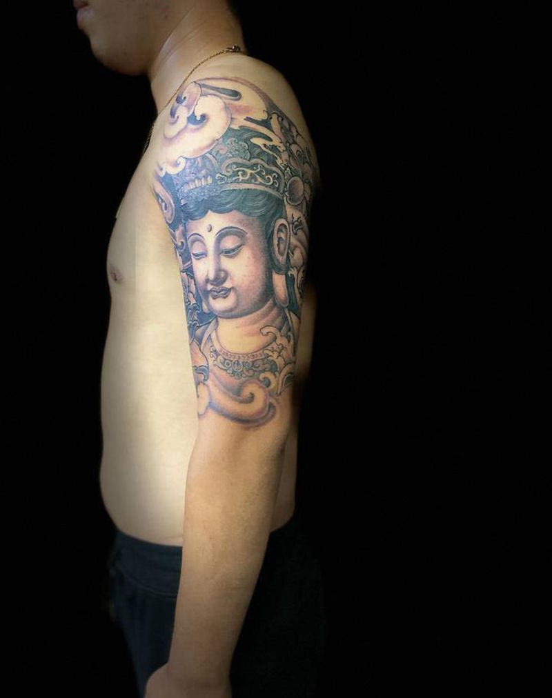 菩萨纹身图片_手臂新传统纹身图案