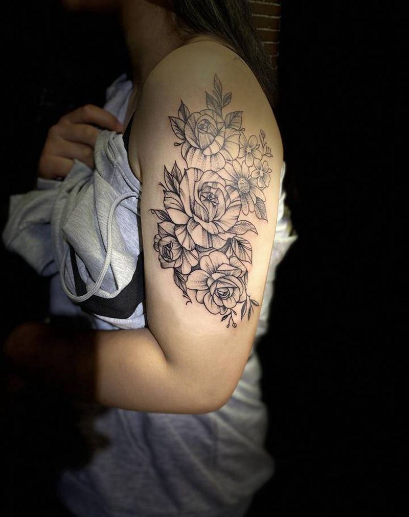 素华纹身图片_手臂点刺纹身图案