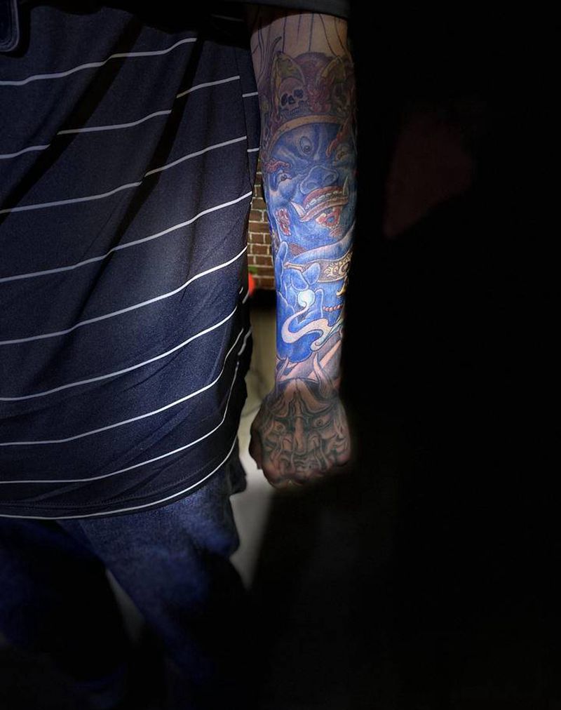 大黑天纹身图片_手臂新传统纹身图案