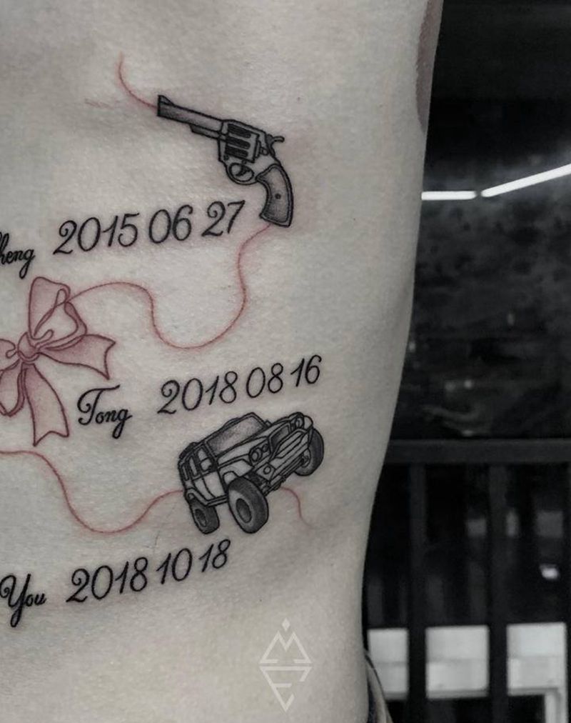 父爱系列纹身图片_腰部纹身图案