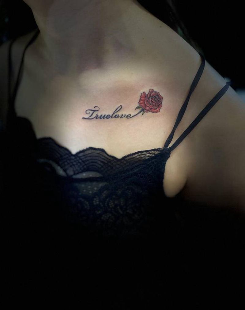 字母纹身图片_胸部花体字纹身图案