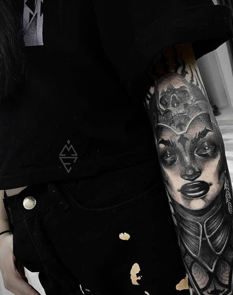 欧美传统人物纹身图片_手臂纹身图案