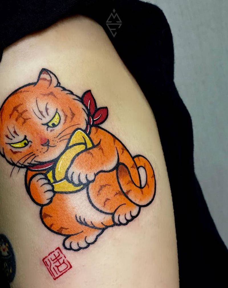 呆虎纹身图片_手臂纹身图案