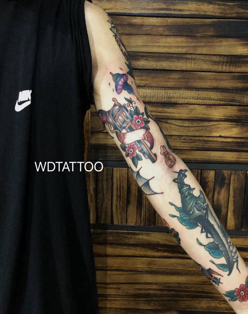 school花臂纹身图片_手臂Old SchoolNew School纹身图案