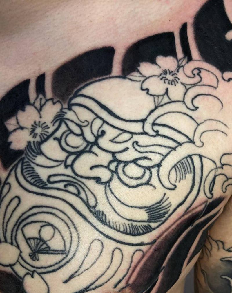 老传统半甲纹身图片_手臂胸部老传统纹身图案