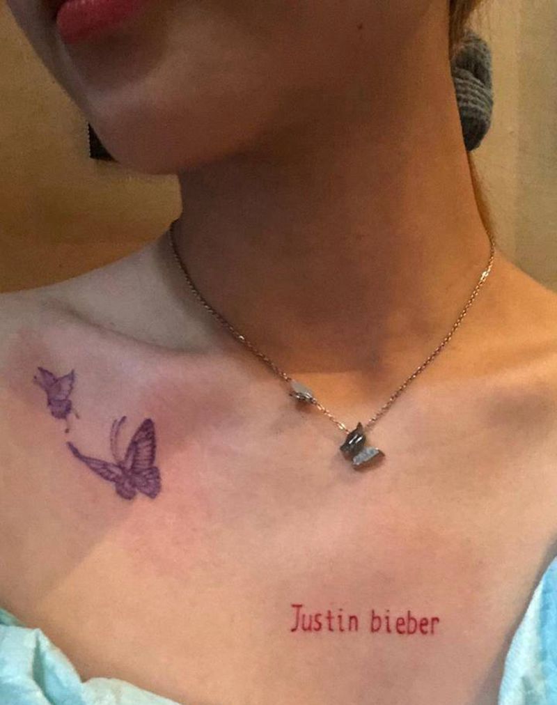 小清新图案一枚纹身图片_胸部蝴蝶纹身图案