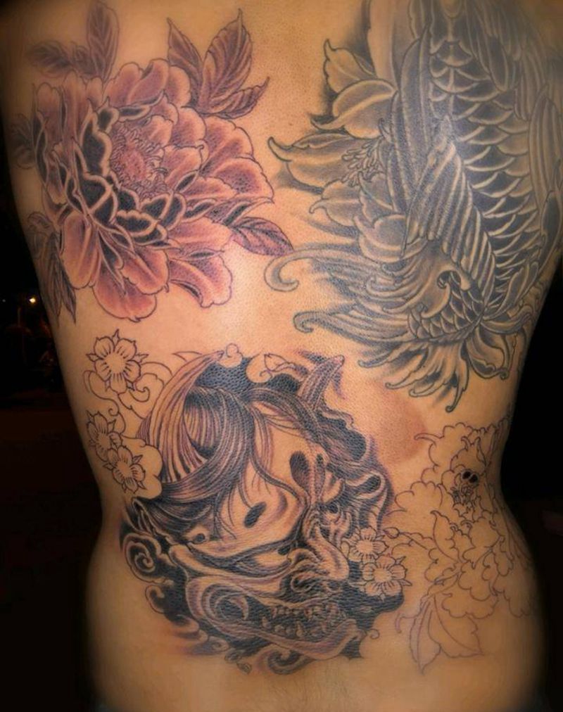 牡丹 般若纹身图片