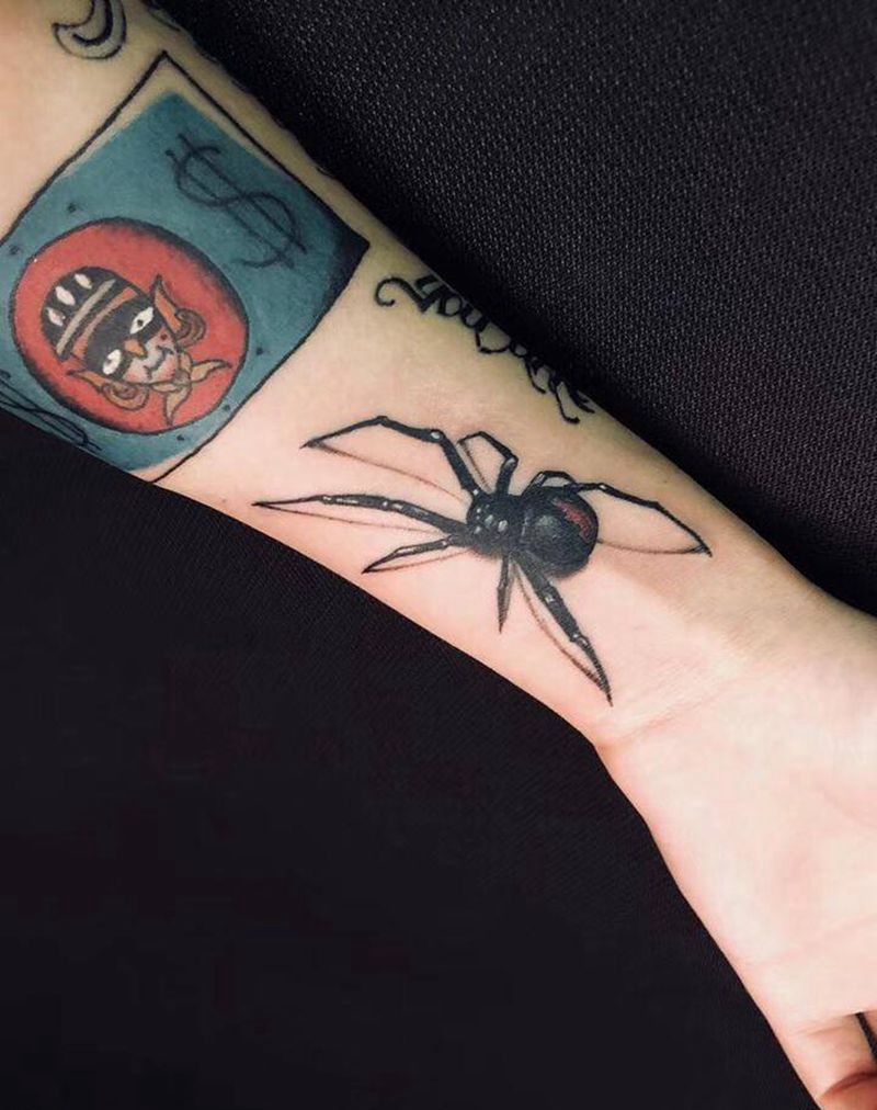 蜘蛛纹身图片_手臂欧美写实纹身图案