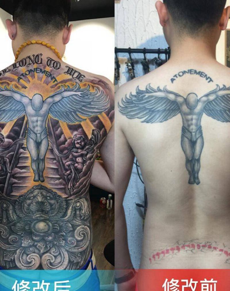 守护天使（细节图）纹身图片