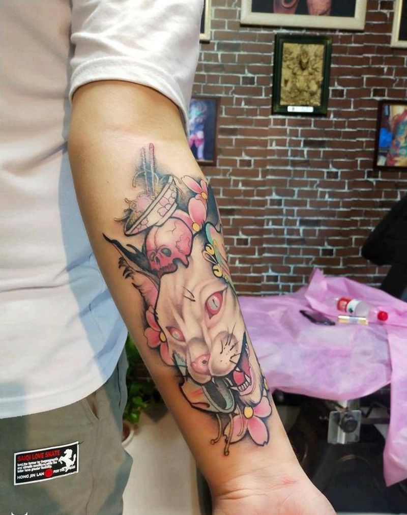 狐狸纹身图片_New School纹身图案