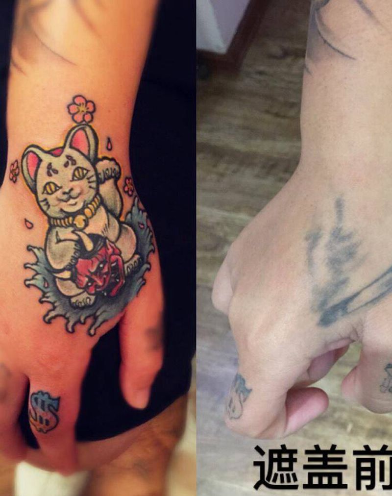 招财猫纹身图片