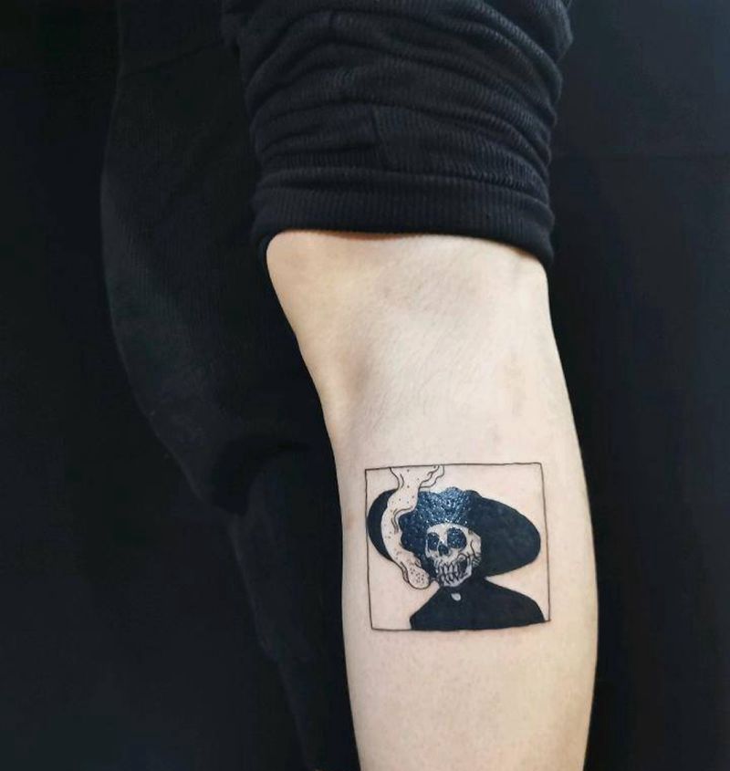 骷髅纹身图片_腿部脚部图腾纹身图案