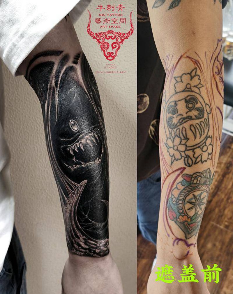 遮盖旧图纹身图片_手臂纹身图案