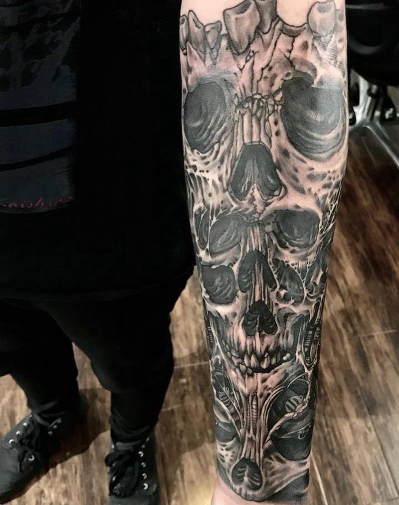 花臂-骷髅，未完待续……纹身图片
