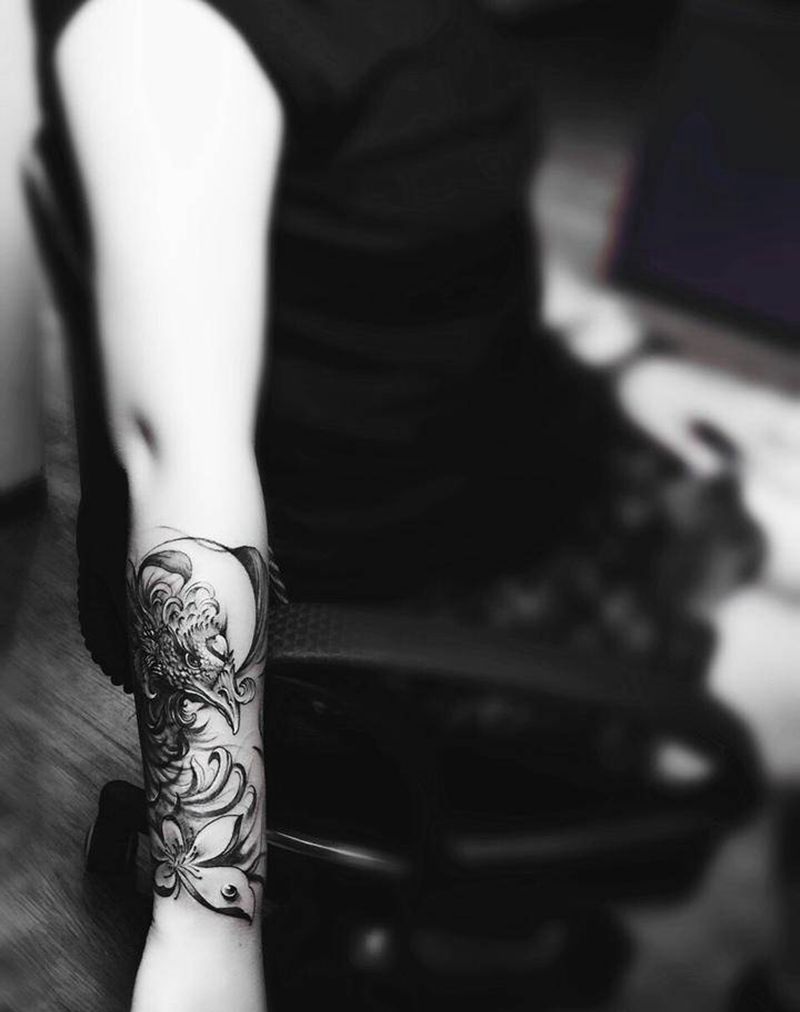 凤凰纹身图片_手臂传统纹身图案