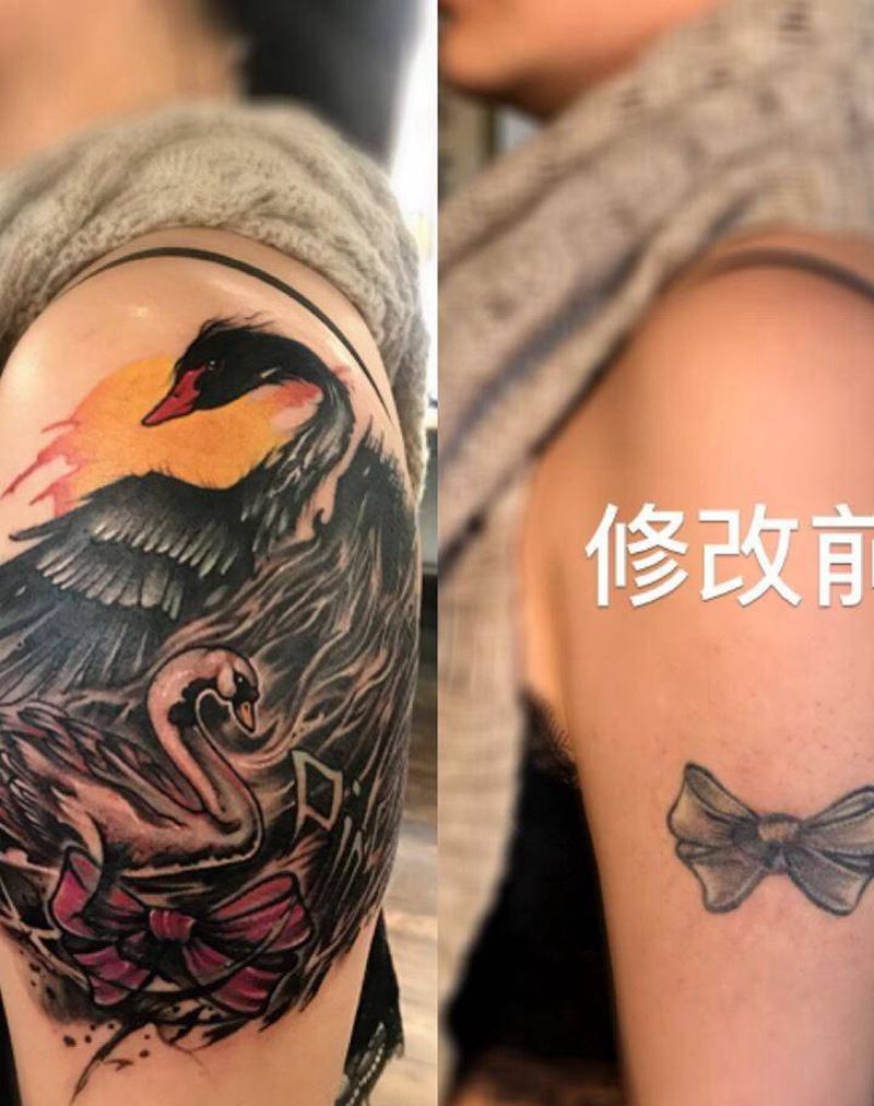 一对天鹅纹身图片