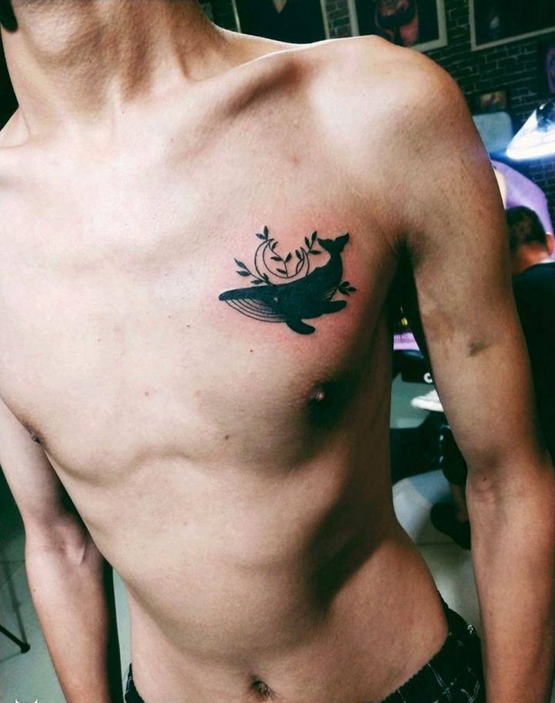 北海有鱼纹身图片_胸部New School纹身图案