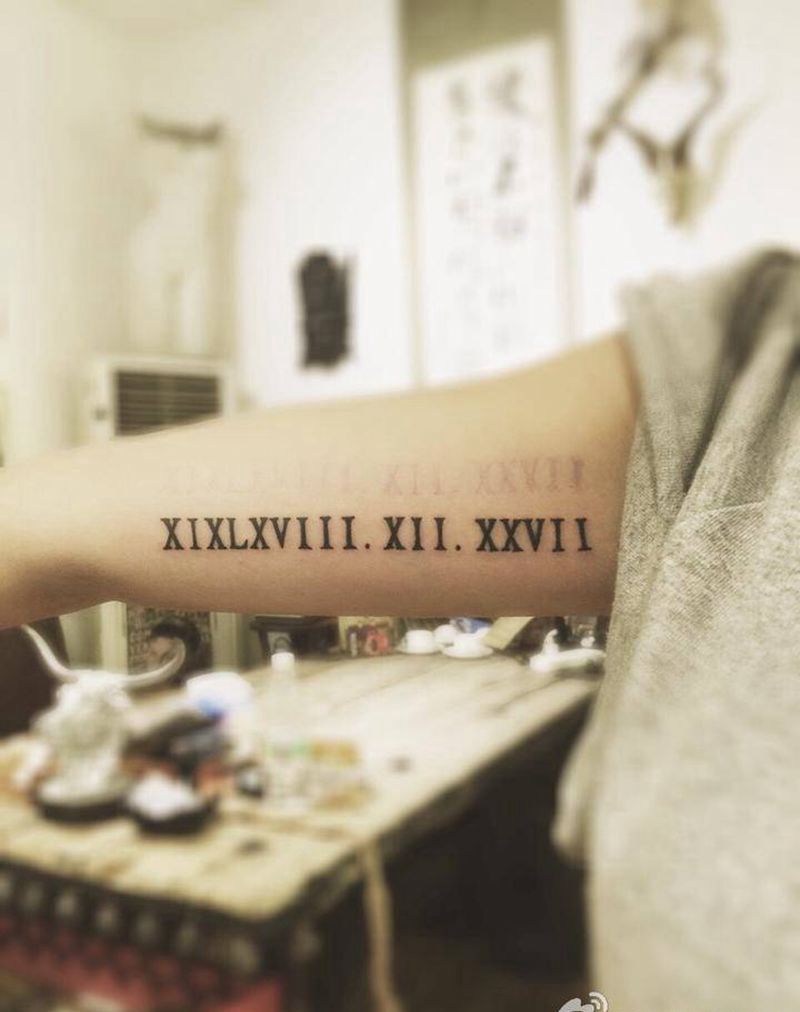 罗马数字纹身图片_手臂字符纹身图案